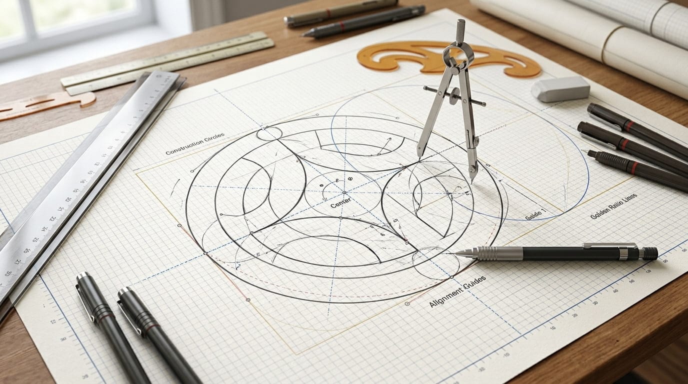 Logo Mark Design Construction Drawing